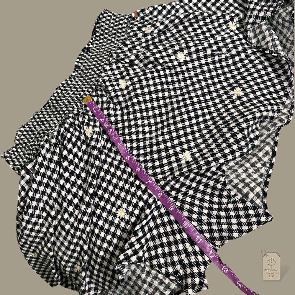 Victoria’s Secret PINK Black White Gingham Daisy Shorts Size L Smocked Waist - Picture 5 of 7